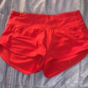 Red Lululemon Speed Up Shorts